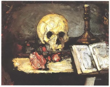 Bodegón con vela de calavera y libro Paul Cezanne Pinturas al óleo